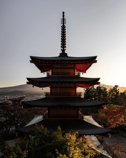 Chureito pagoda at sunset