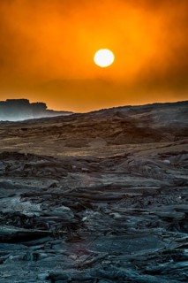 Sunrise over the lava field