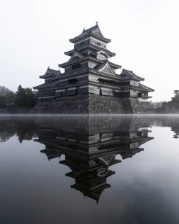 Matsumoto Castle in the fog