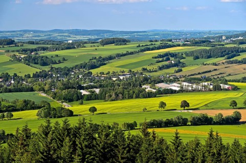 View from the Scheibenberg to the town of Schlettau in the middle Erzgebirge