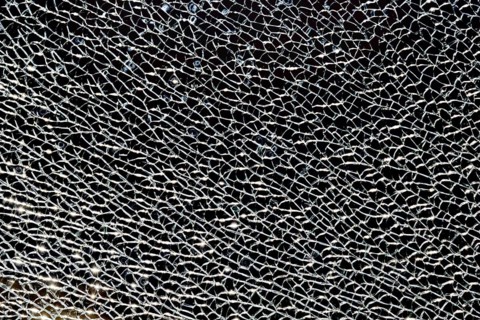 Safety glass torn into small pieces