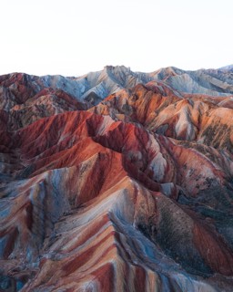 Red sandstone mountains of different minerals