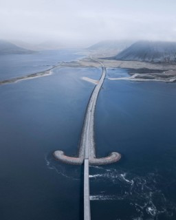 Road with bridge over water