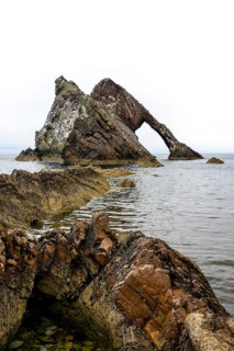 Rock Bowfiddle Rock in the bay of Moray Firth. Portknockie