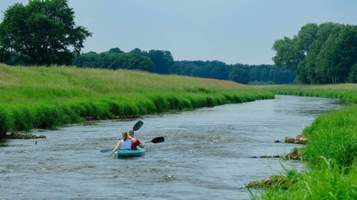 Canoeist on the river Hase