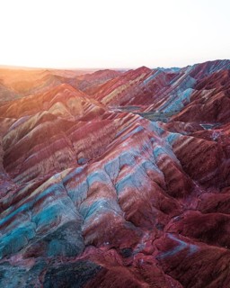 Red sandstone mountains of different minerals
