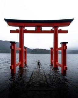 Hakone Shrine with human