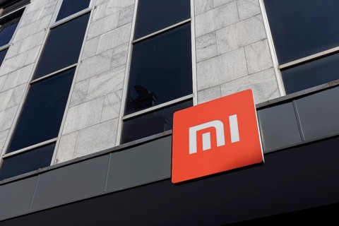 Xiaomi logo on the first store in Germany in the Düsseldorf Altstadt
