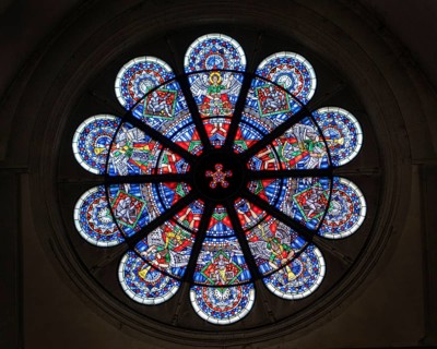 Stained glass window in the cathedral church of St. Blasii