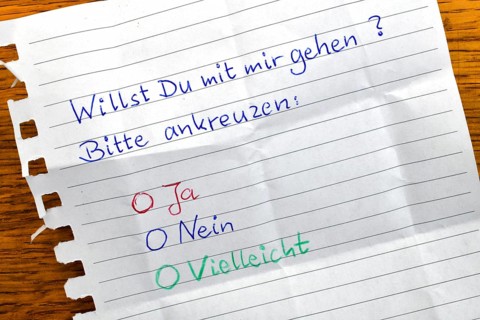 Love note with the question: Will you go with me? Please tick the box. Baden-Wuerttemberg