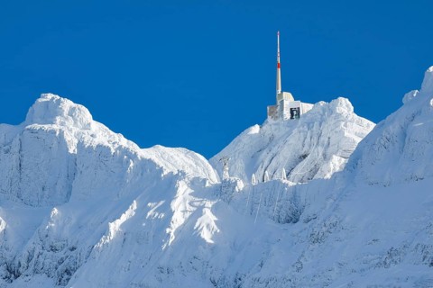 Saentis summit after snow storm