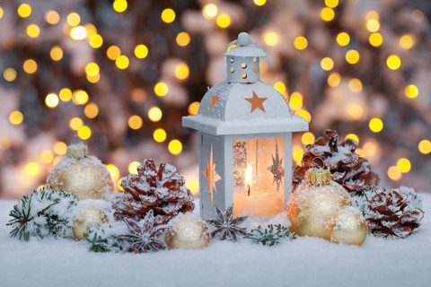 Lantern with Christmas decoration