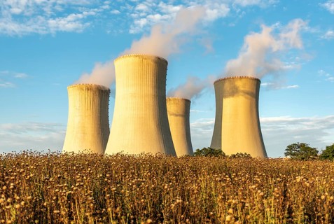 Field and cooling towers of Dukovany Nuclear Power Station