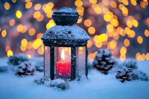 Lantern with Christmas decoration