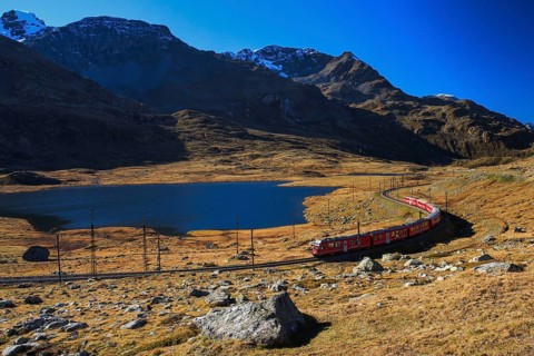 Rhaetian Railway on the Bernina Pass