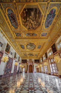 Kaisersaal with gilded ceiling and ceiling paintings