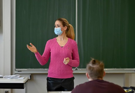 Teacher with face mask