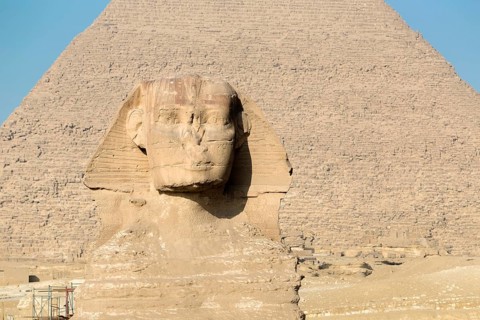The great Sphinx with the pyramid of Khafre in the background