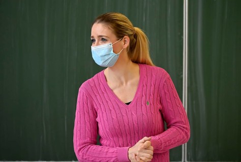 Teacher with face mask
