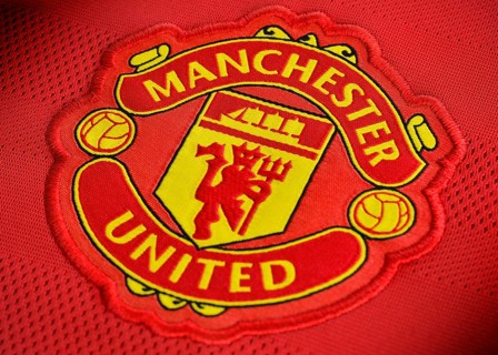 Manchester United badge on a football shirt