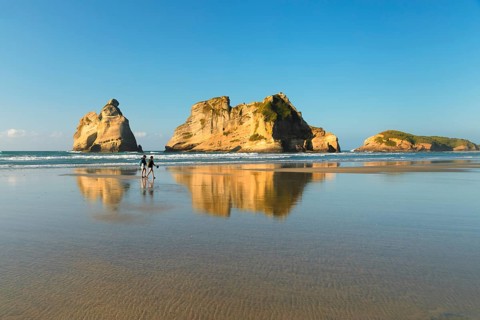 Wharariki Beach at sunset