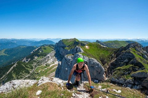 Young man climbing
