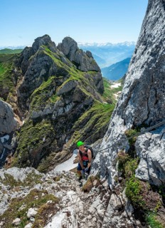 Young man climbing