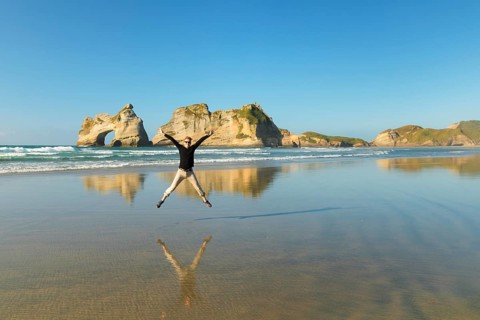 Wharariki Beach at sunset