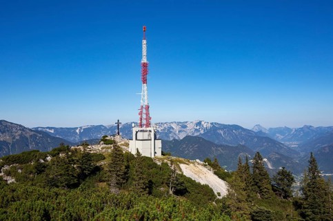 Radio station with Franz Josef Kreuz on the mountain summit