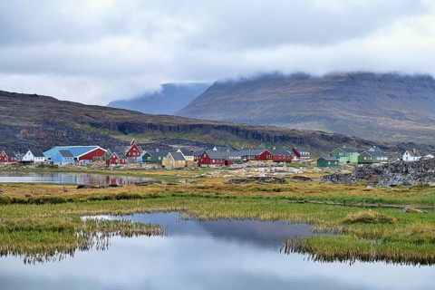 Village view with typical colourful painted houses