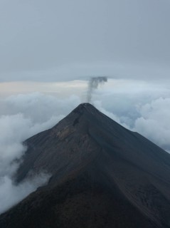 Smoke spitting volcano