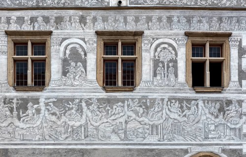 House with sgraffito covered facade in Slavonice