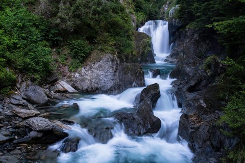 Waterfall and cascades in the Groppenstein Gorge