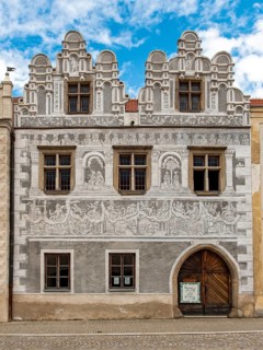 House with sgraffito covered facade in Slavonice