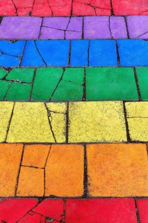 Colorful painted stone slabs