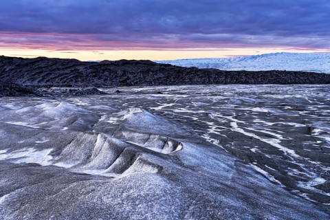 Inland ice at sunset
