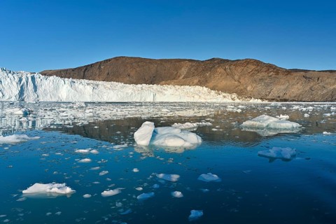 Eqi glacier with drift ice in the foreground