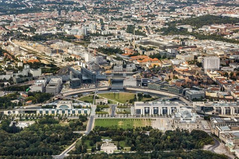 Spreebogen with Federal Chancellery and Reichstag building