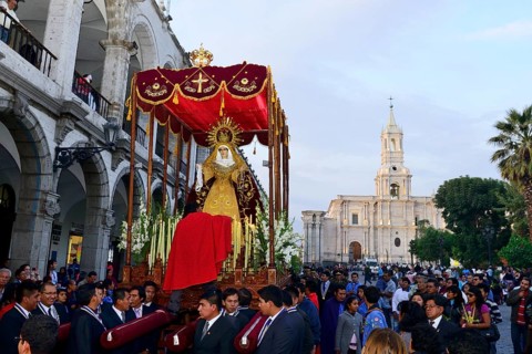 Procession on Palm Sunday at the Plaza de Armas