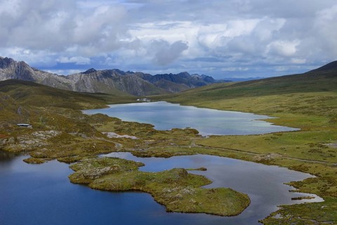 Lagoons in lonely mountain landscape