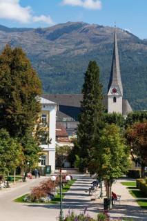 Spa gardens with the parish church of St