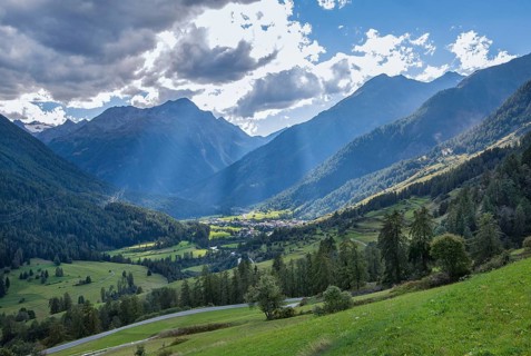 Valley landscape near the mountain village Guarda