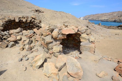 Human bones in the Inca ruins of Quebrada de la Huaca