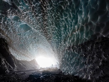 Mountaineer in the ice chapel