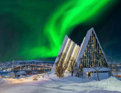 Arctic Sea Cathedral Winter Northern Lights Tromso Norway
