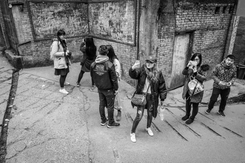 Street scene in an old town quarter of Chongqing