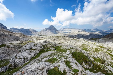 Landscape of washed-out karst rocks