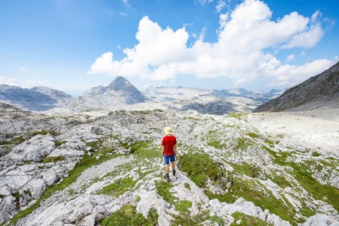 Hiker looks into the distance