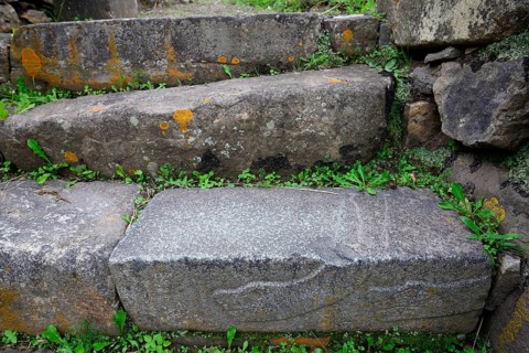 Snake representation on a step in the ruins of Chavin de Huantar