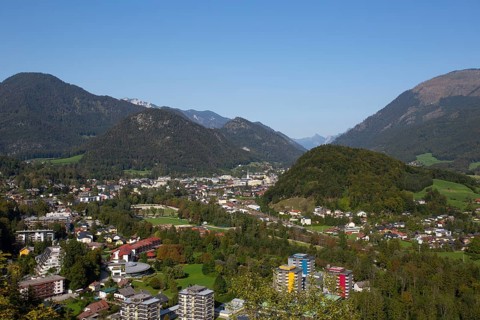View from the castle ruin Wildenstein to Bad Ischl